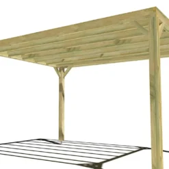 Pergola En Bois Traité Autoclave Autoportée Toit Plat - 3 M -Jardelix Soldes Magasin 3x4 cubique pergola bois
