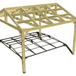 Pergola En Bois Traité Autoclave Autoportée Toit Double Pente - 4 M -Jardelix Soldes Magasin 4x4 2pents pergola bois plongeant