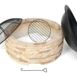 Braséro En Aluminium Imitation Pierre Ø 90 Cm -Jardelix Soldes Magasin accessoires brasero acier aluminium imitation pierre