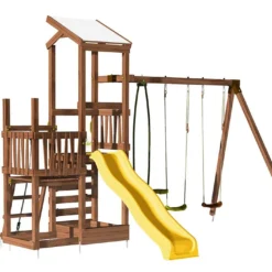 Aire De Jeux Pour 8 Enfants Toboggan + 3 Agrès + Accessoires - Moala