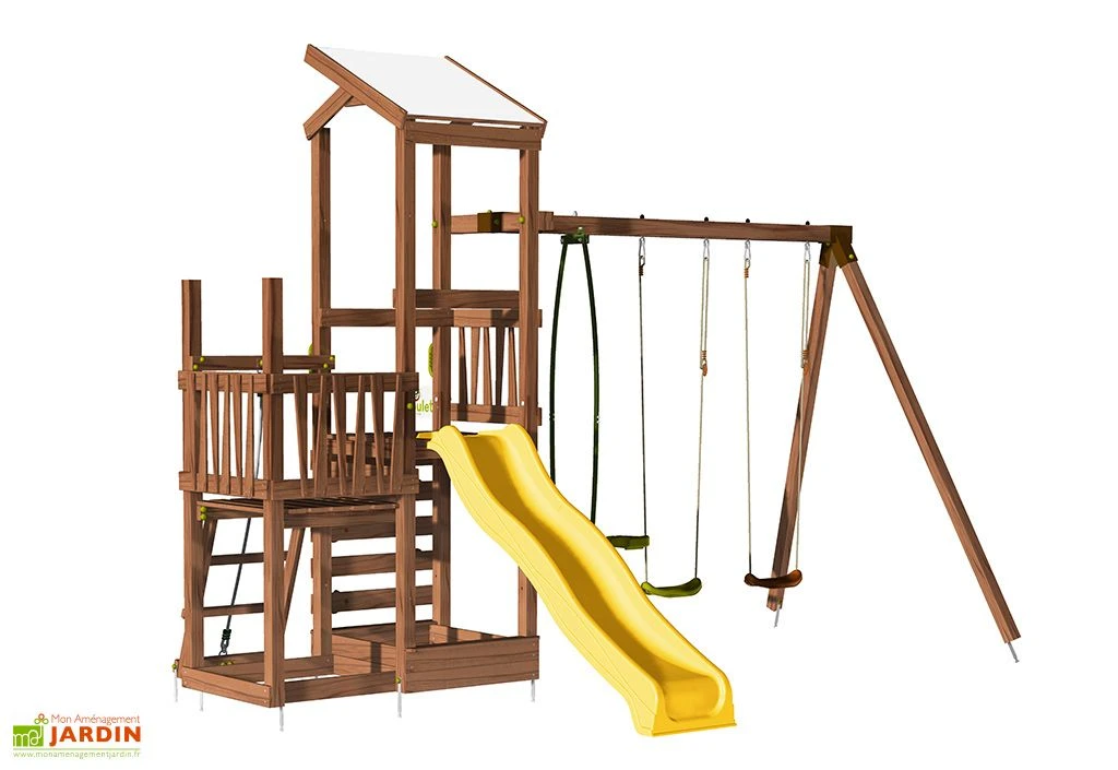 Aire De Jeux Pour 8 Enfants Toboggan + 3 Agrès + Accessoires - Moala 3 Aire De Jeux Pour 8 Enfants Toboggan + 3 Agrès + Accessoires - Moala