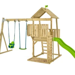 Aire De Jeux En Bois : Portique, Mur D’escalade Et Toboggan – TP Kingswood