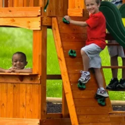 Aire De Jeux En Bois Atlantis : Balançoires Toboggan Et Escalade -Jardelix Soldes Magasin aire de jeux bois portique balancoires toboggan escalade 5