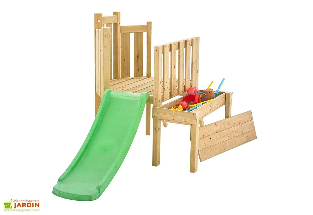 Aire De Jeux D'extérieur En Bois Traité Avec Toboggan – TP Bambin 4 Aire De Jeux D'extérieur En Bois Traité Avec Toboggan – TP Bambin – Image 2