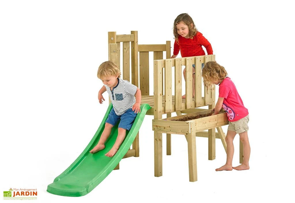 Aire De Jeux D'extérieur En Bois Traité Avec Toboggan – TP Bambin 3 Aire De Jeux D'extérieur En Bois Traité Avec Toboggan – TP Bambin