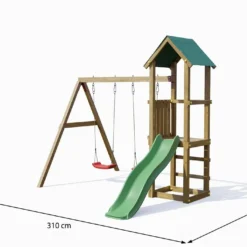 Aire De Jeux Extérieure En Bois Lucas – 2,9 X 1,9 X 2,45 M -Jardelix Soldes Magasin aire de jeux exterieur pour enfants 0