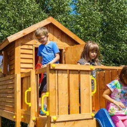 Aire De Jeux My House Move : Toboggan + Cabane + Balançoire -Jardelix Soldes Magasin aire de jeux fungoo myhouse move 7