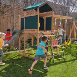 KidKraft Aire De Jeux En Bois Portique Balançoires Et Toboggan – Hideway Haven 9 KidKraft Aire De Jeux En Bois Portique Balançoires Et Toboggan – Hideway Haven -Jardelix Soldes Magasin aire jeu enfant jardin kidkraft hideway haven