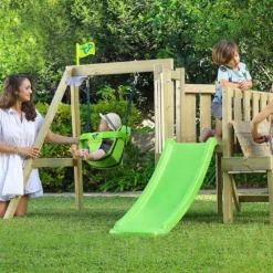 Aire De Jeux En Bois Pour Bébé Avec Balançoire Et Toboggan – TP Bambin