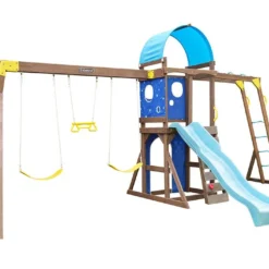 KidKraft Aire De Jeux En Bois Balançoires Et Toboggan – Overlook Challenge