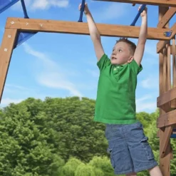 Aire De Jeux En Bois Avec Portique, Toboggan Et Escalade Northbrook -Jardelix Soldes Magasin aire jeux bois cedre cabane tobogan escalade balancoires 3