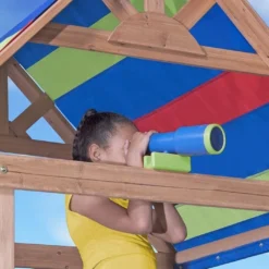 Aire De Jeux En Bois Avec Portique, Toboggan Et Escalade Northbrook -Jardelix Soldes Magasin aire jeux bois cedre cabane tobogan escalade balancoires 6