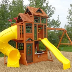 Aire De Jeux Kidkraft Bois De Cèdre Canyon Ridge : Balançoires Toboggans