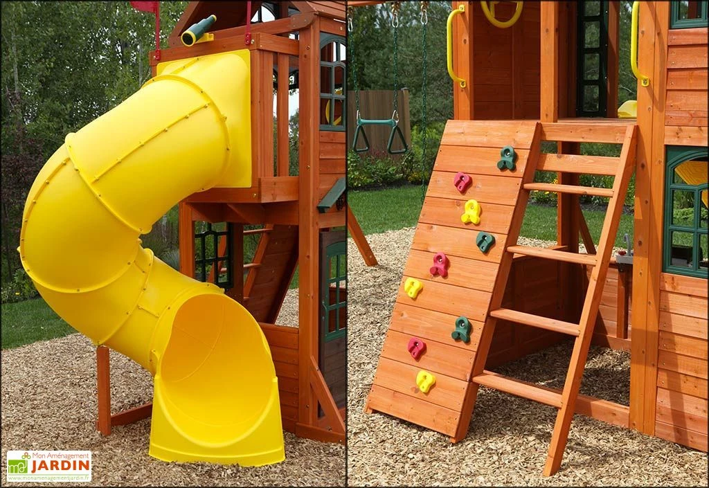 Aire De Jeux Kidkraft Bois De Cèdre Canyon Ridge : Balançoires Toboggans 6 Aire De Jeux Kidkraft Bois De Cèdre Canyon Ridge : Balançoires Toboggans – Image 4