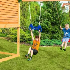 Aire De Jeux Move MySide : Cabane + Toboggan + Portique Balançoires -Jardelix Soldes Magasin aire jeux bois fungoo move myside toboggan portique cabane 2