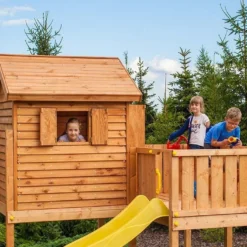 Aire De Jeux MySide Spider : Cabane + Toboggan + Portique + Escalade -Jardelix Soldes Magasin aire jeux bois fungoo myside spider cabane toboggan escalade 3