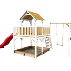 Axi Aire De Jeux En Bois De Hemlock Atka : Toboggan + Balançoire -Jardelix Soldes Magasin aire jeux bois hemlock atka toboggan balancoire 1