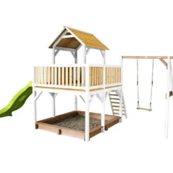 Axi Aire De Jeux En Bois De Hemlock Atka : Toboggan + Balançoire -Jardelix Soldes Magasin aire jeux bois hemlock atka toboggan balancoire 1