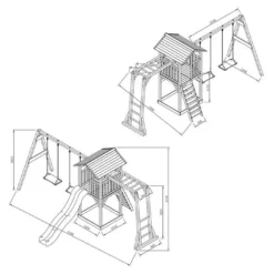 Axi Aire De Jeux En Bois De Hemlock Portique Balançoire Double Beach Tower -Jardelix Soldes Magasin aire jeux bois hemlock portique balancoire double beach tower 1