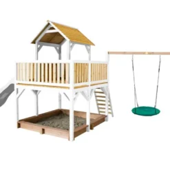 Axi Aire De Jeux En Bois De Hemlock Portique Balançoire Et Toboggan Atka -Jardelix Soldes Magasin aire jeux bois hemlock portique balancoire toboggan atka