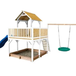 Axi Aire De Jeux En Bois De Hemlock Portique Balançoire Et Toboggan Atka -Jardelix Soldes Magasin aire jeux bois hemlock portique balancoire toboggan atka 5