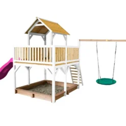 Axi Aire De Jeux En Bois De Hemlock Portique Balançoire Et Toboggan Atka -Jardelix Soldes Magasin aire jeux bois hemlock portique balancoire toboggan atka 6