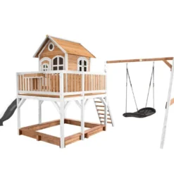 Axi Aire De Jeux En Bois De Hemlock Portique Balançoire Et Toboggan Liam -Jardelix Soldes Magasin aire jeux bois hemlock portique balancoire toboggan liam