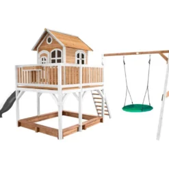 Axi Aire De Jeux En Bois De Hemlock Toboggan Et Portique Balançoire Liam -Jardelix Soldes Magasin aire jeux bois hemlock toboggan portique balancoire liam