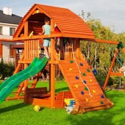 Aire De Jeux En Bois De Pin Traité Avec Portique Giant Move Beach