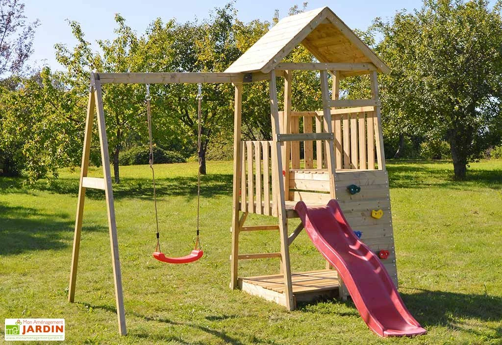 Aire De Jeux En Bois Non Traité Avec Portique Balançoire Et Toboggan Panda 3 Aire De Jeux En Bois Non Traité Avec Portique Balançoire Et Toboggan Panda