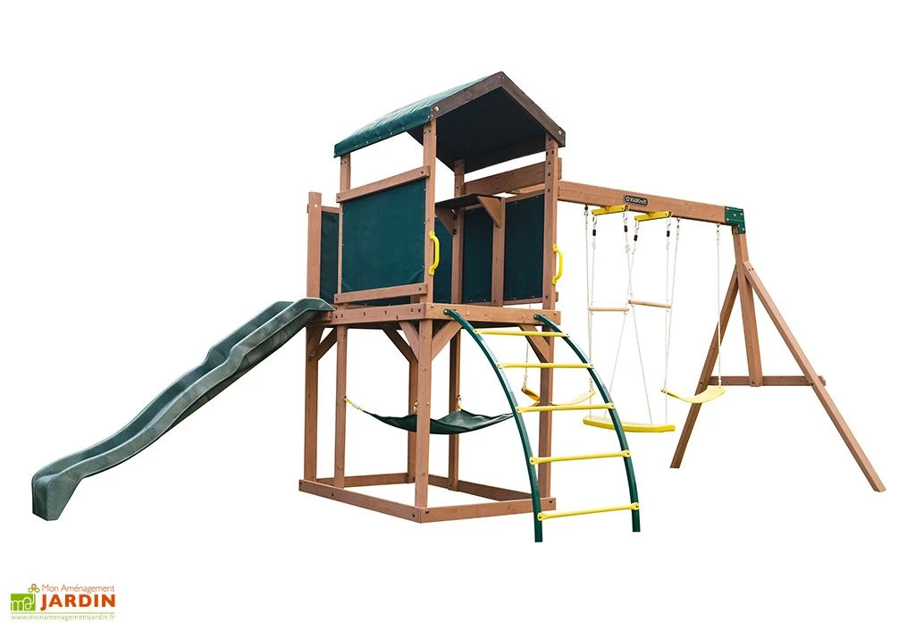 KidKraft Aire De Jeux En Bois Portique Balançoires Et Toboggan – Hideway Haven 2 KidKraft Aire De Jeux En Bois Portique Balançoires Et Toboggan – Hideway Haven