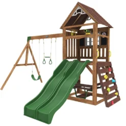 KidKraft Aire De Jeux En Bois Portique Balançoires Et Toboggans - Lindale