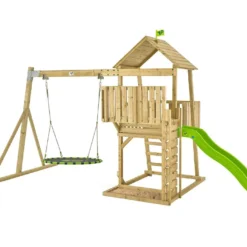Aire De Jeux En Bois Toboggan Et Balançoire Nid D’oiseau – TP Kingswood