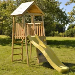 Aire De Jeux En Bois Non Traité Avec Toboggan - 3 M²