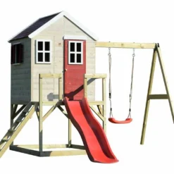 Aire De Jeux En Bois Avec Portique Balançoire Et Toboggan Éléphant