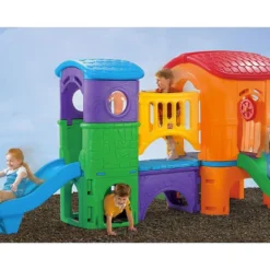 Step2 Aire De Jeux Pour Enfants Clubhouse - Cabanes Avec Toboggans -Jardelix Soldes Magasin aire jeux enfants clubhouse cabane plateforme passerelle 2 toboggans 2
