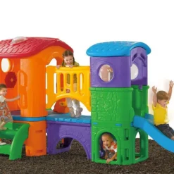 Step2 Aire De Jeux Pour Enfants Clubhouse - Cabanes Avec Toboggans -Jardelix Soldes Magasin aire jeux enfants clubhouse cabane plateforme passerelle 2 toboggans 3