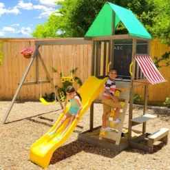 Aire De Jeux Kidkraft Bois De Cèdre Newport : Balançoires Toboggan -Jardelix Soldes Magasin aire jeux kidkraft bois cedre balancoires toboggan newport 1