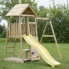 Aire De Jeux En Bois Brut Portique Balançoire Et Toboggan – 7,5 M²