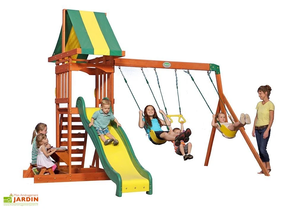 Portique En Bois Avec Balançoire Et Toboggan Sunnydale 3 Portique En Bois Avec Balançoire Et Toboggan Sunnydale