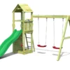 Aire De Jeux Avec Portique En Bois De Pin Traité 2 Balançoires Flappi