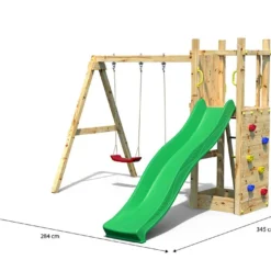 Aire De Jeux Avec Portique En Bois De Pin Traité Funny 3 -Jardelix Soldes Magasin aire jeux portique bois pin traite funny3