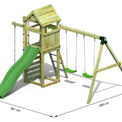 Aire De Jeux Avec Portique Et Corde à Nœuds En Bois De Pin Traité Gaia -Jardelix Soldes Magasin aire jeux portique corde n uds bois pin traite gaia 1