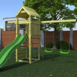 Aire De Jeux Avec Portique Et Corde à Nœuds En Bois De Pin Traité Gaia