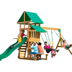 Aire De Jeux Avec Portique Et Toboggan En Bois De Cèdre Belmont