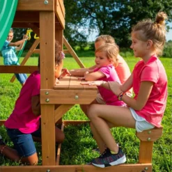 Aire De Jeux Avec Portique Et Toboggan En Bois De Cèdre Belmont -Jardelix Soldes Magasin aire jeux portique toboggan bois cedre belmont 5