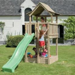 Aire De Jeux Pagode En Bois Autoclave Avec Toboggan