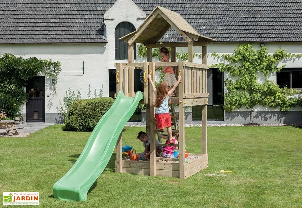 Aire De Jeux Pagode En Bois Autoclave Avec Toboggan 3 Aire De Jeux Pagode En Bois Autoclave Avec Toboggan