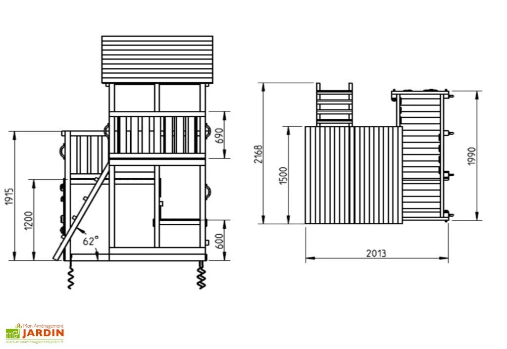 Aire De Jeux Penthouse En Bois Autoclave Avec Toboggan 4 Aire De Jeux Penthouse En Bois Autoclave Avec Toboggan – Image 2