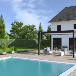 Pergola Bioclimatique Ombréa En Aluminium 3 X 4 M Autoportée - Noir Charbon -Jardelix Soldes Magasin ambiance pergola bioclimatique ombrea 15 728288